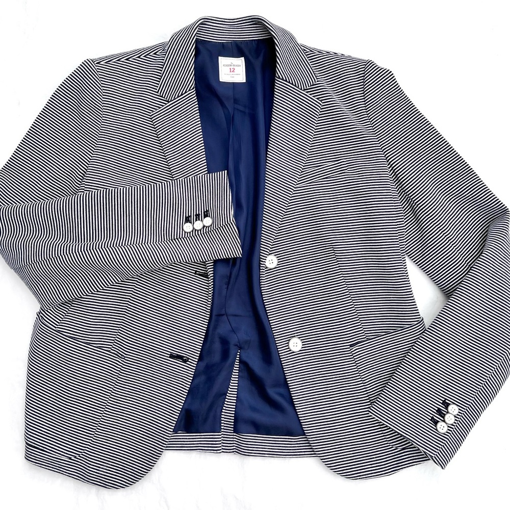 GAP The Academy Blazer Navy Blue and White Striped Size 12